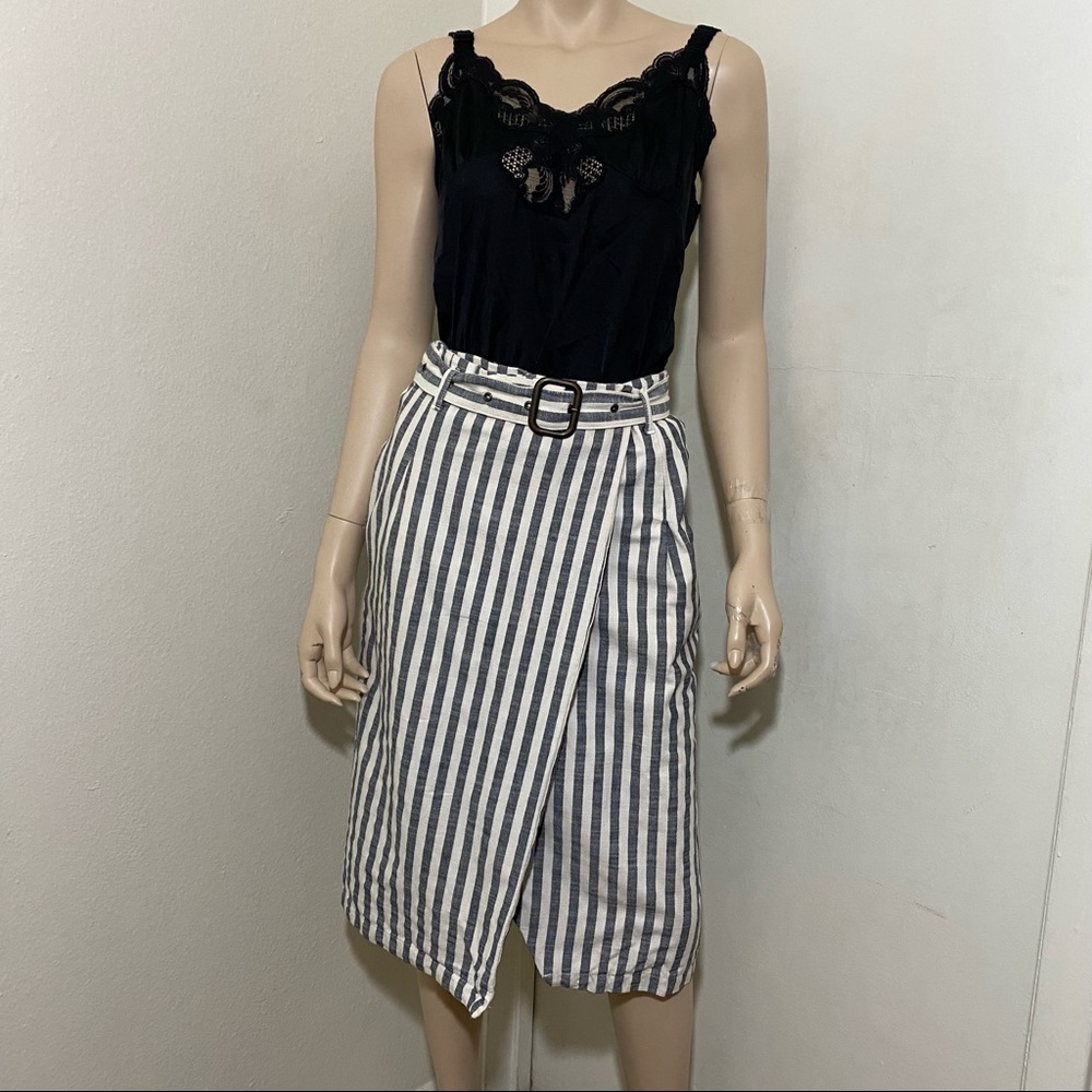 Anthropologie Striped Belted Striped Pencil Skirt